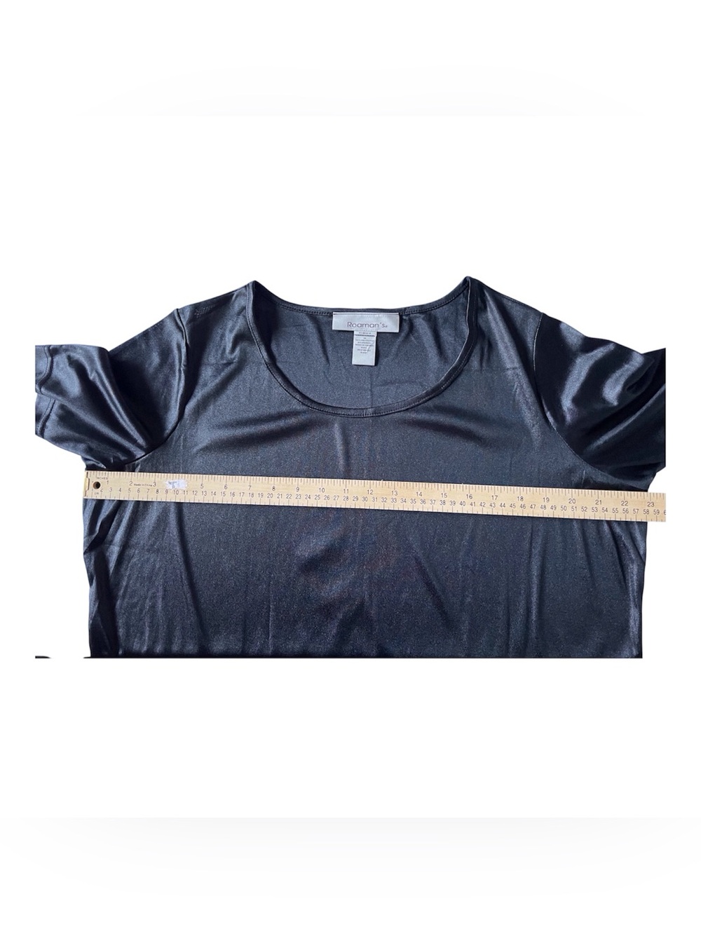 Roaman's Black Transparent Black OversizeWomen's Tunic Top with Short Sleeves, M - Picture 7 of 11